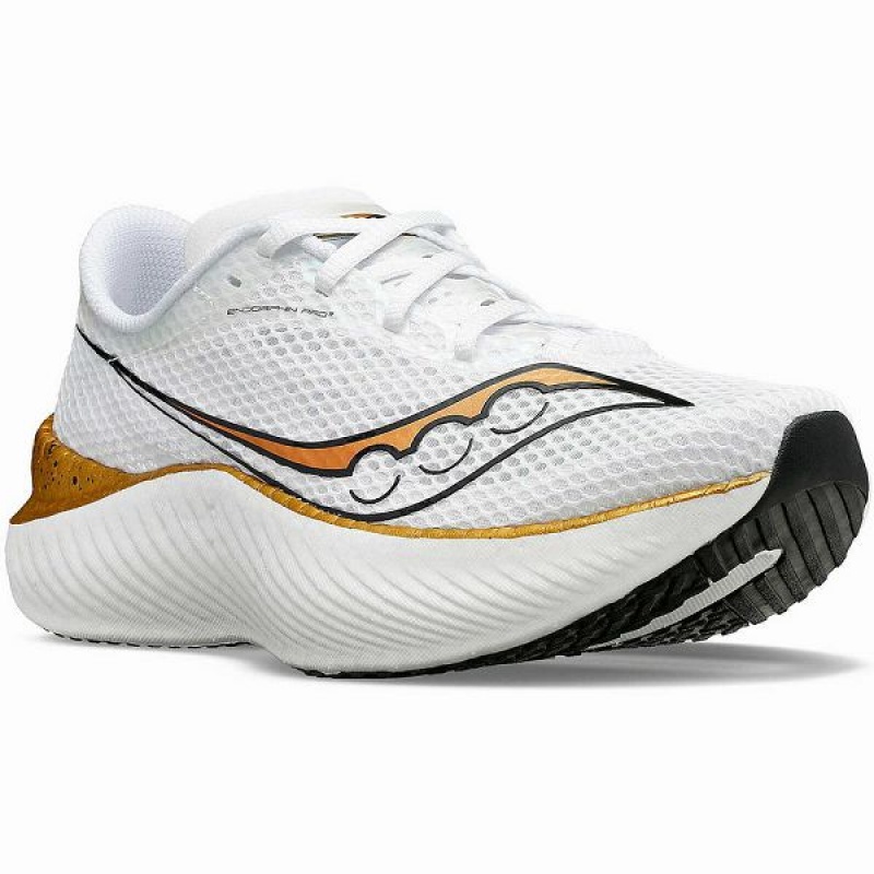 Men's Saucony Endorphin Pro 3 Running Shoes White / Gold | XTAFZPL-24