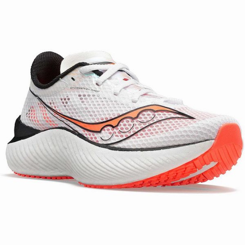 Men's Saucony Endorphin Pro 3 Running Shoes White / Black / Red | CVDFWYH-83