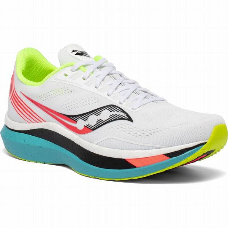 Men's Saucony Endorphin Pro Running Shoes White | SYHXLPA-48