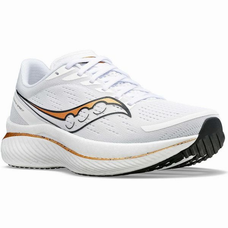 Men's Saucony Endorphin Speed 3 Running Shoes White / Gold | VBOMFRW-61