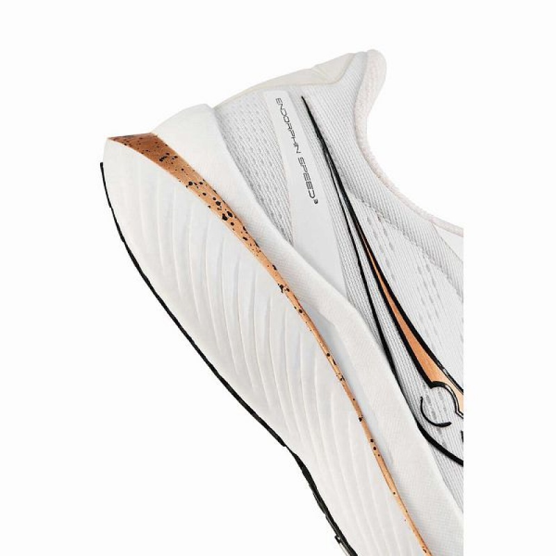 Men's Saucony Endorphin Speed 3 Running Shoes White / Gold | VBOMFRW-61