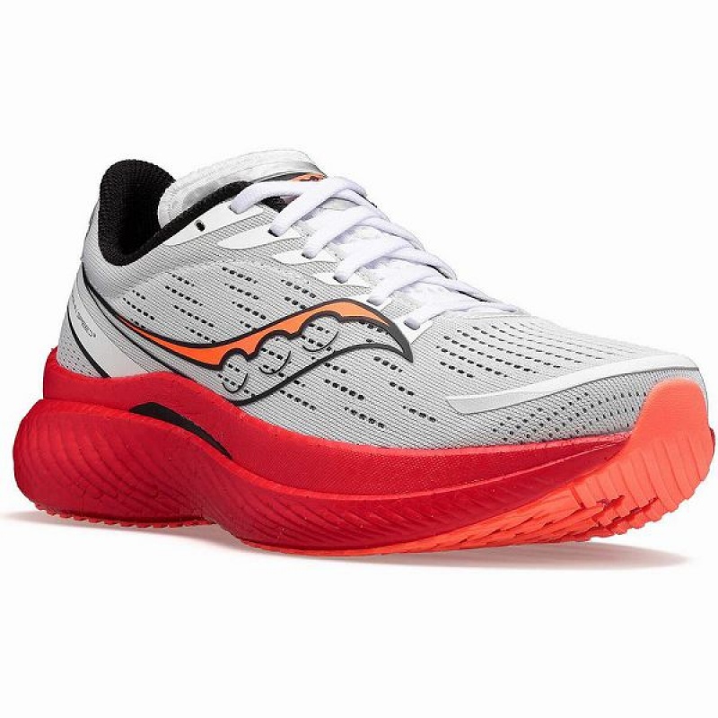 Men's Saucony Endorphin Speed 3 Running Shoes White / Black / Red | EMVXORU-37