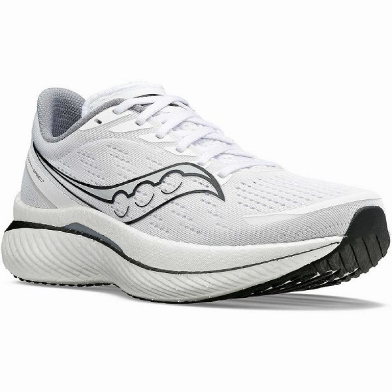 Men's Saucony Endorphin Speed 3 Running Shoes White / Black | DPGSJTM-21