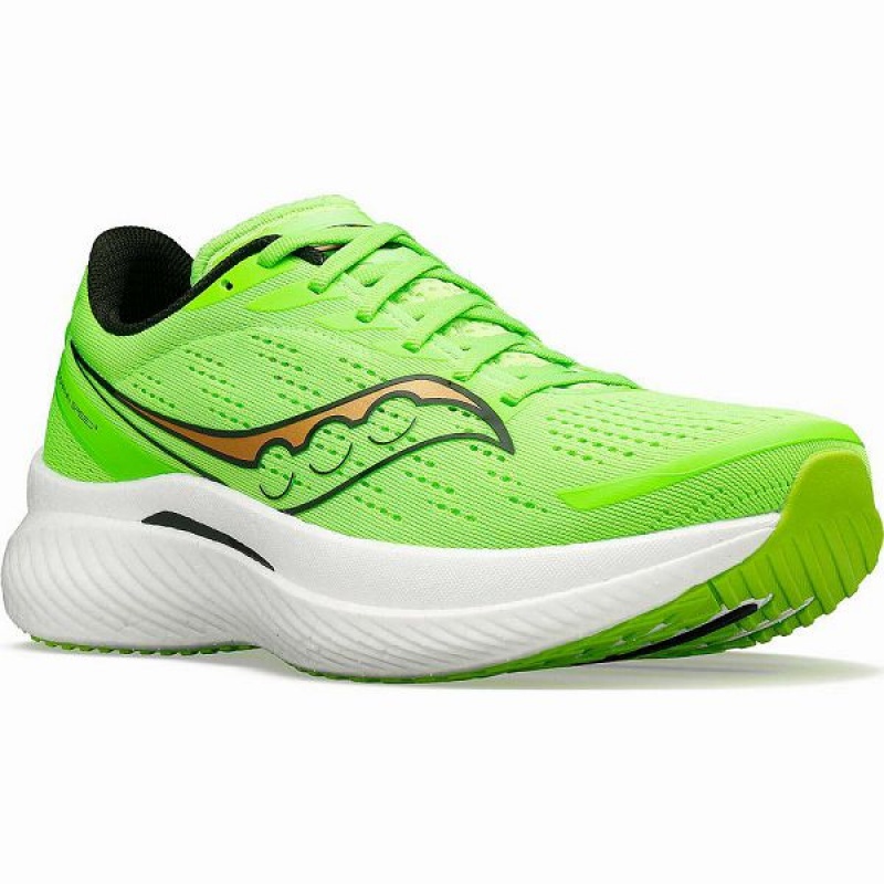 Men's Saucony Endorphin Speed 3 Running Shoes Green / Gold | UMSGIWJ-36