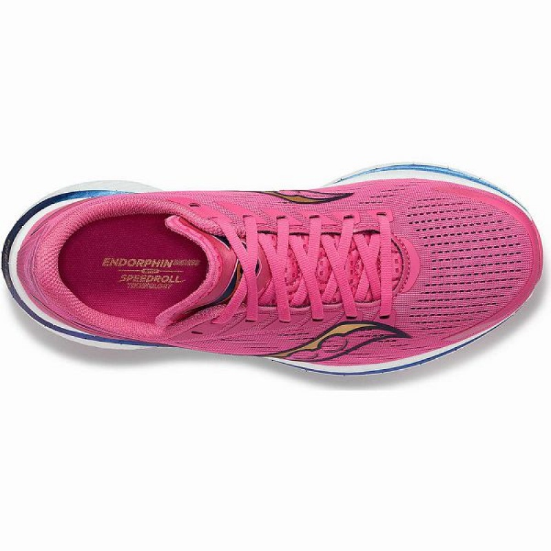 Men's Saucony Endorphin Speed 3 Running Shoes Pink / Navy | NHVQMRF-02