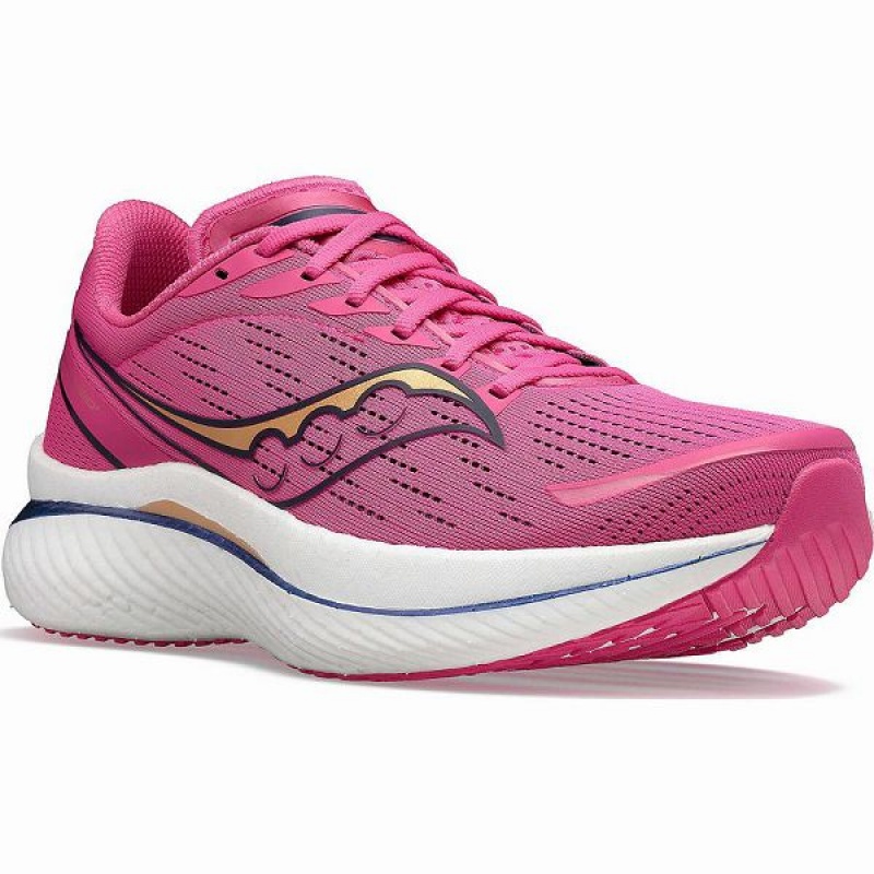 Men's Saucony Endorphin Speed 3 Running Shoes Pink / Navy | NHVQMRF-02