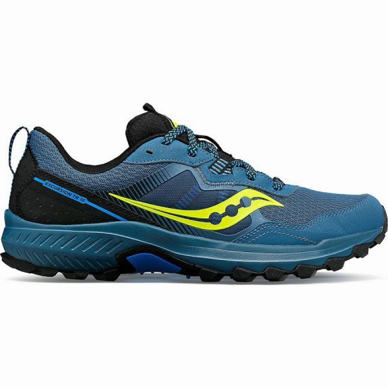 Men\'s Saucony Excursion TR16 Trail Running Shoes Blue / Black | GVRBMCX-09