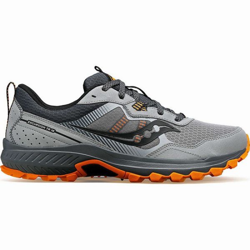 Men\'s Saucony Excursion TR16 Trail Running Shoes Grey / Orange | JXUCGZA-29