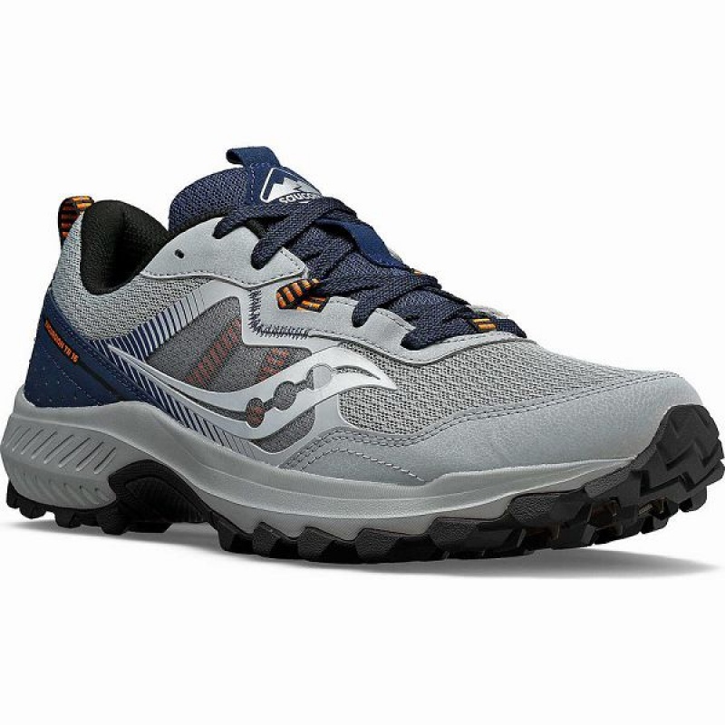 Men's Saucony Excursion TR16 Trail Running Shoes Grey / Navy | CKBOWFY-25