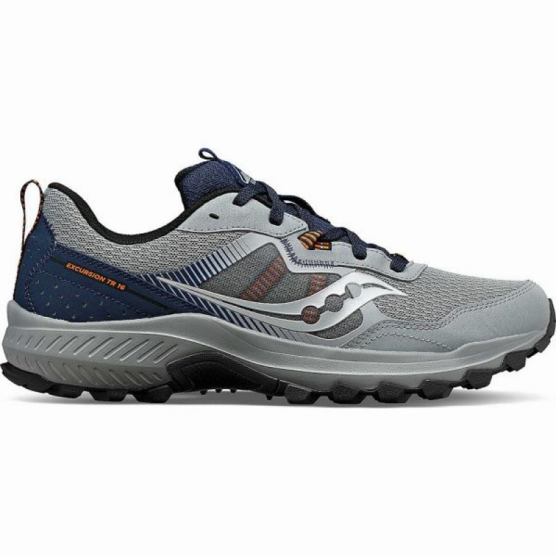 Men\'s Saucony Excursion TR16 Trail Running Shoes Grey / Navy | CKBOWFY-25