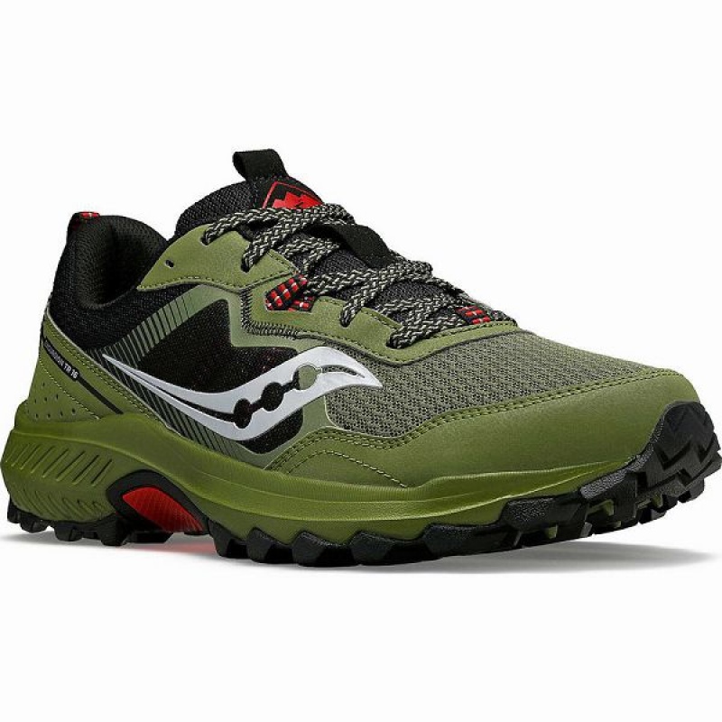 Men's Saucony Excursion TR16 Wide Trail Running Shoes Khaki / Black | PRHBVYK-78