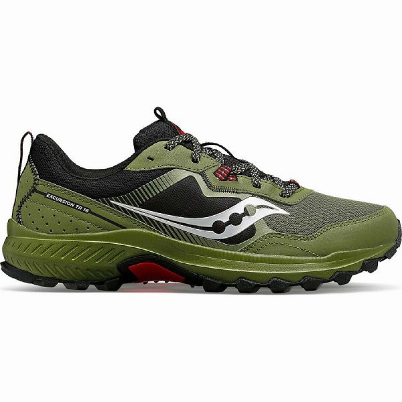 Men\'s Saucony Excursion TR16 Wide Trail Running Shoes Khaki / Black | PRHBVYK-78