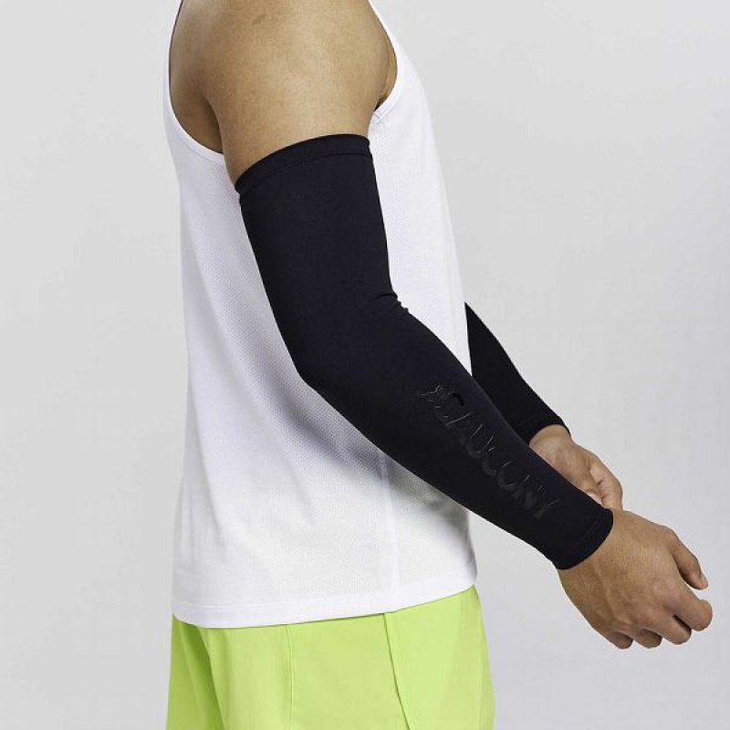 Men\'s Saucony Fortify Arm Sleeves Arm Warmer Black | EFLVNBQ-78