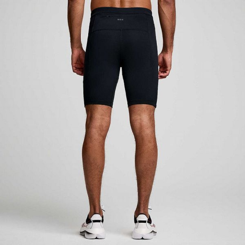 Men's Saucony Fortify Lined Half Tight Black | RKQMYJU-48