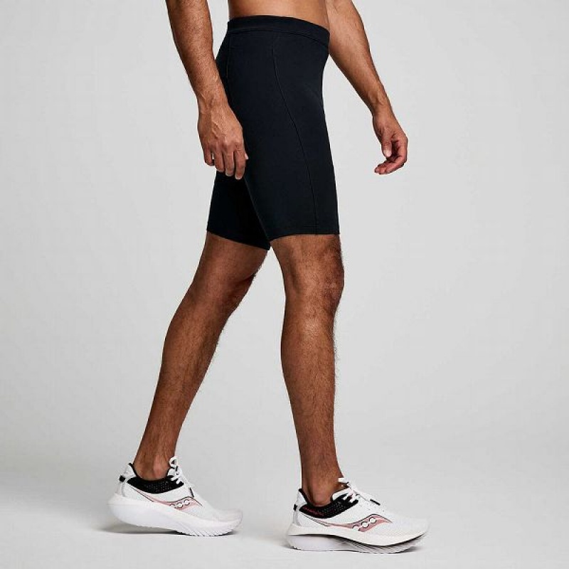 Men's Saucony Fortify Lined Half Tight Black | RKQMYJU-48