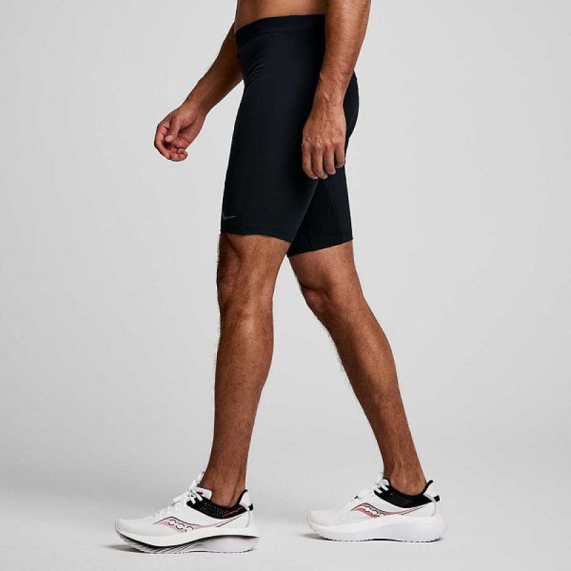 Men's Saucony Fortify Lined Half Tight Black | RKQMYJU-48