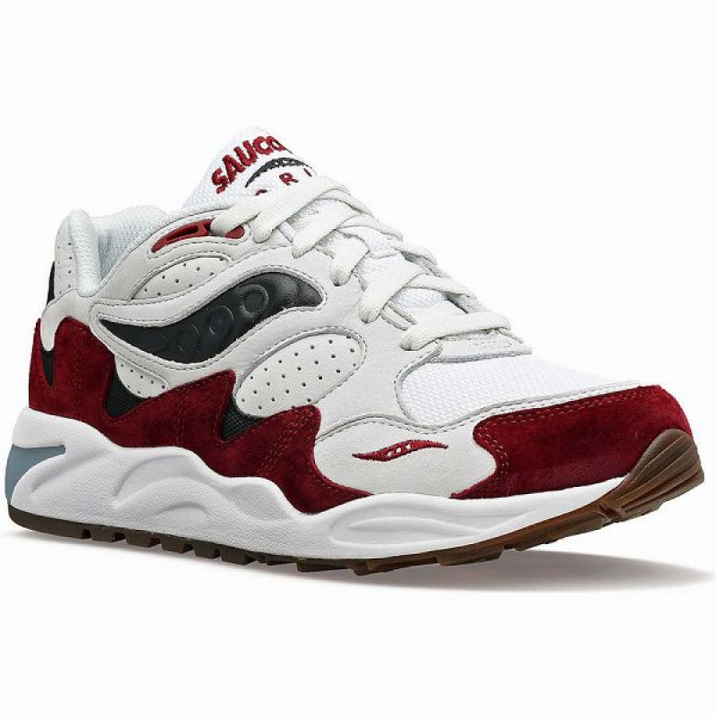 Men's Saucony Grid Shadow 2 Sneakers Cream / Red | OLHYGRE-24