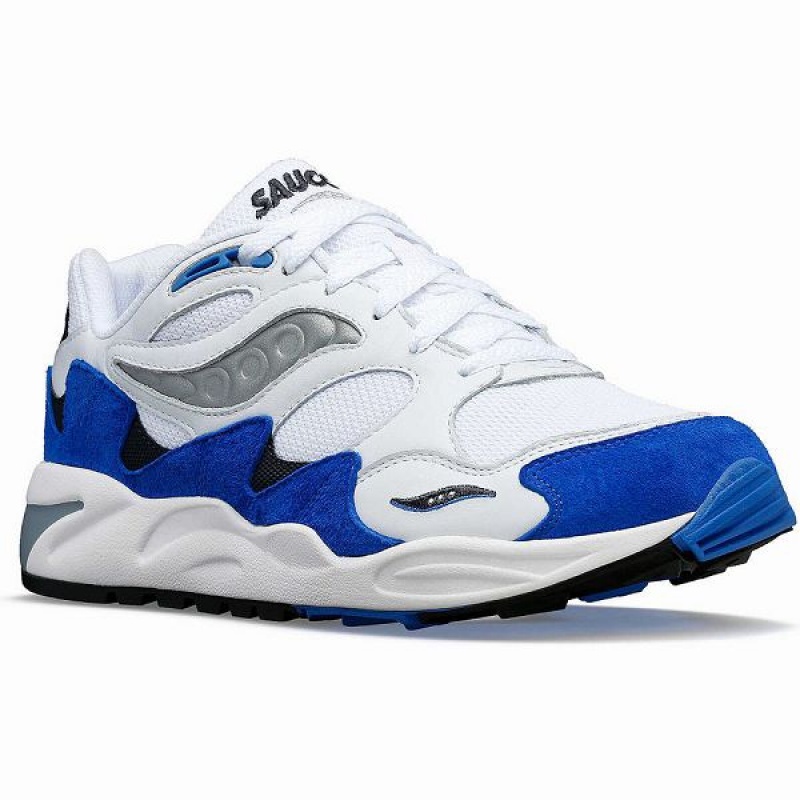 Men's Saucony Grid Shadow 2 Sneakers White / Blue | UNMAPBF-07