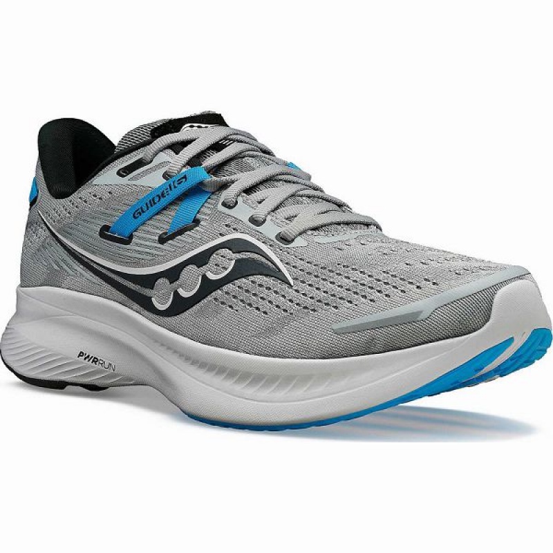 Men's Saucony Guide 16 Running Shoes Grey / Blue | NPHWFLG-95