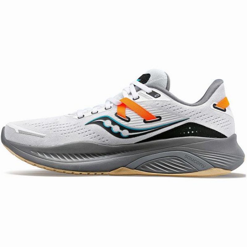 Men's Saucony Guide 16 Running Shoes White / Grey | ZHVMOJT-42