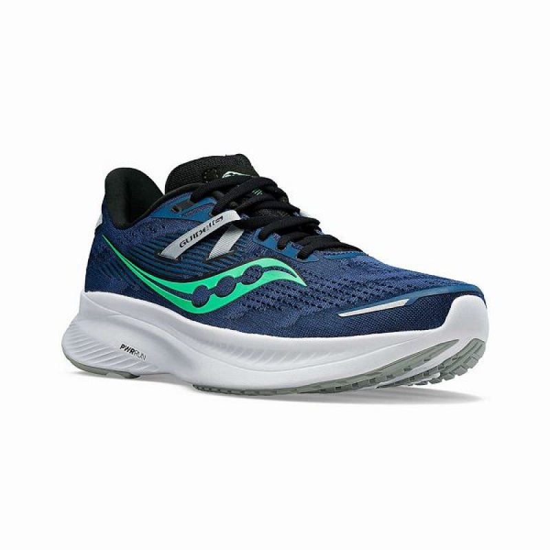 Men's Saucony Guide 16 Wide Running Shoes Navy / Turquoise | NTRZUOL-39