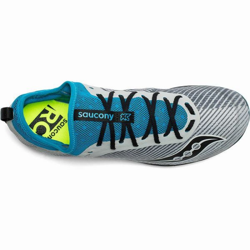 Men's Saucony Havok XC 2 Spike Spikes Shoes Grey / Blue | GRPEFNW-45