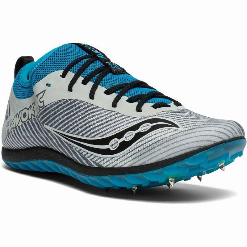 Men's Saucony Havok XC 2 Spike Spikes Shoes Grey / Blue | GRPEFNW-45