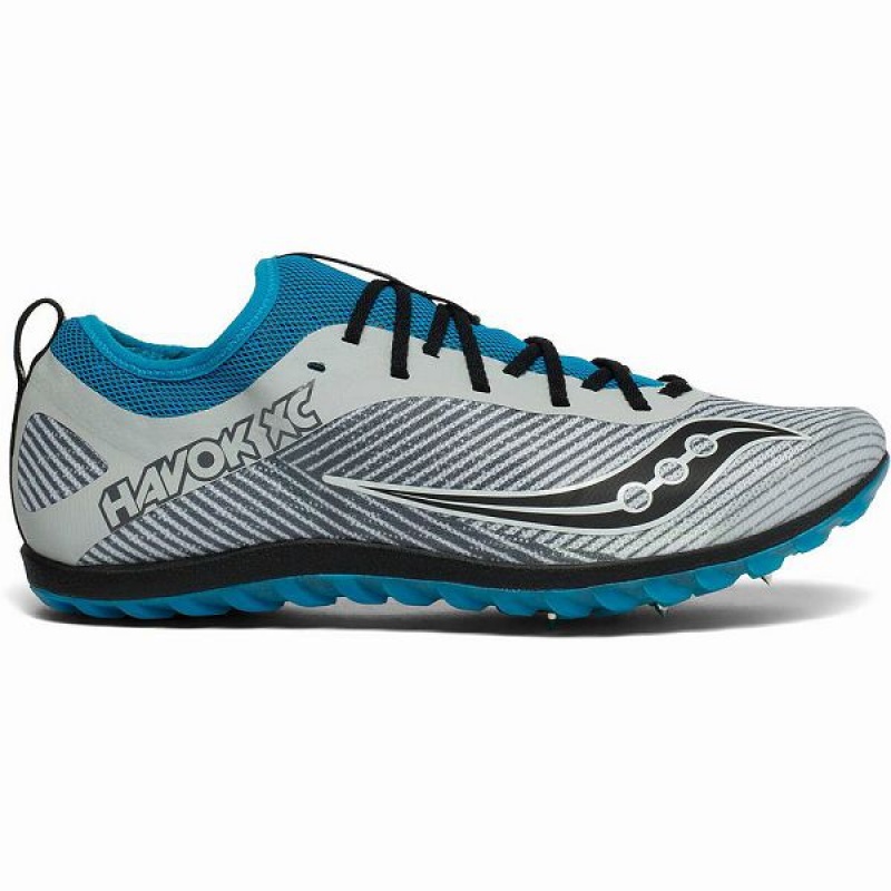 Men\'s Saucony Havok XC 2 Spike Spikes Shoes Grey / Blue | GRPEFNW-45