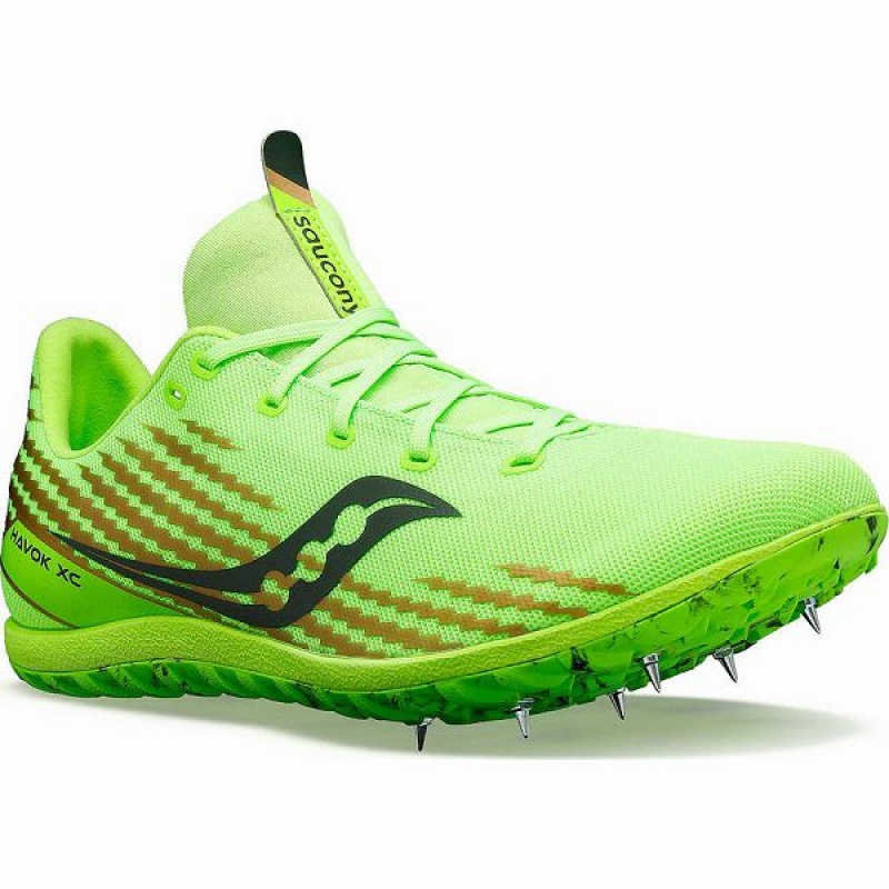 Men's Saucony Havok XC 3 Flat Spikes Shoes Green | WMZHPDG-09