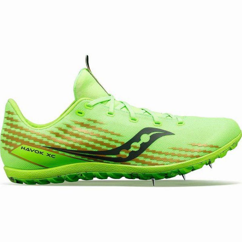 Men\'s Saucony Havok XC 3 Flat Spikes Shoes Green | WMZHPDG-09