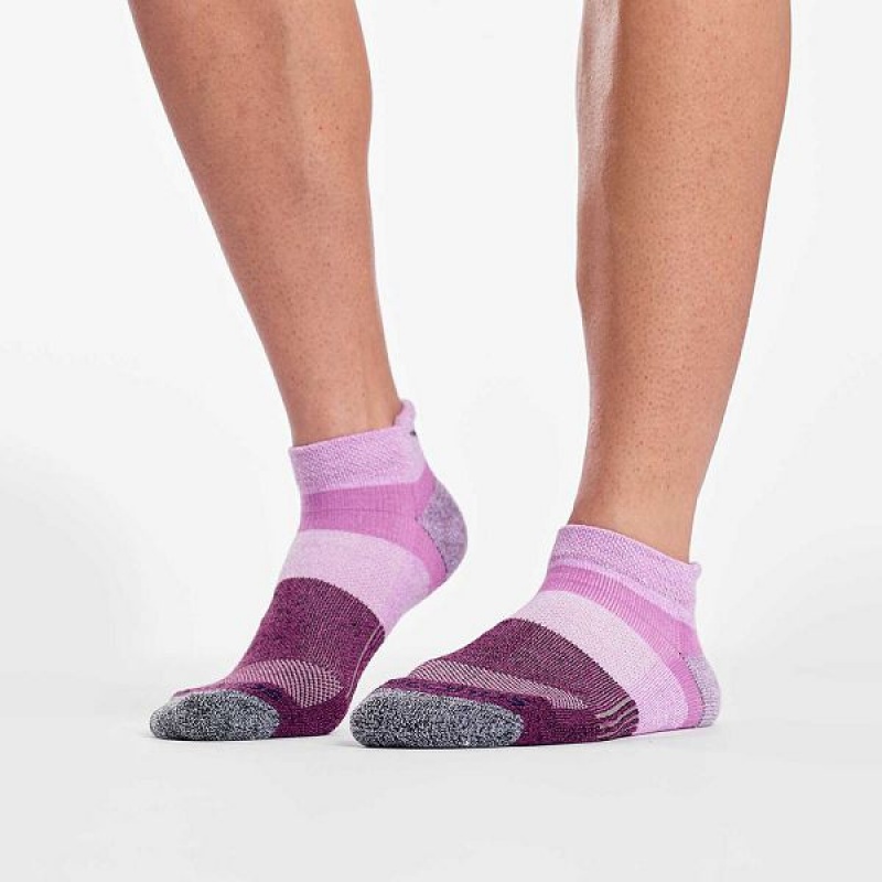 Men's Saucony Inferno No Show Tab 3-Pack Socks Pink | VGQXYBZ-52