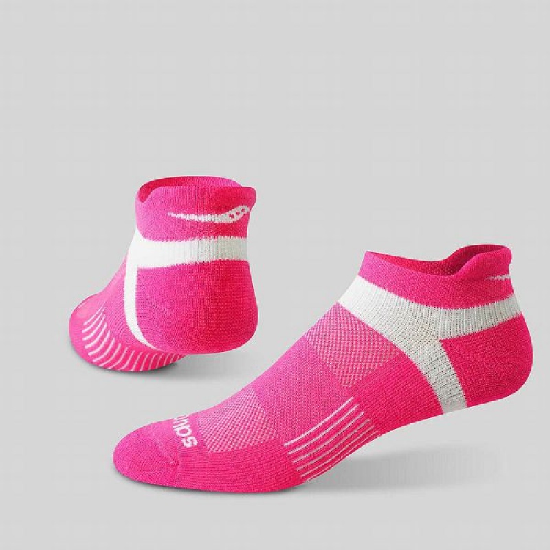 Men's Saucony Inferno No Show Tab 3-Pack Socks Pink | JQPVSYD-70