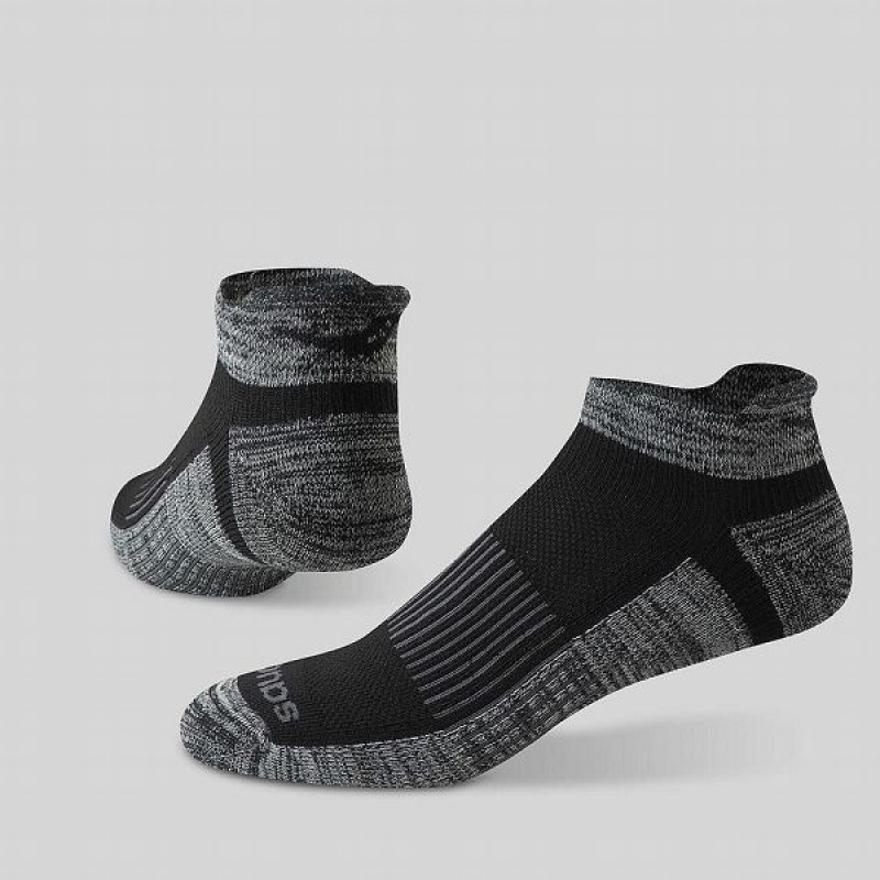 Men's Saucony Inferno No Show Tab 3-Pack Socks Black / Grey | WEJFAKB-17