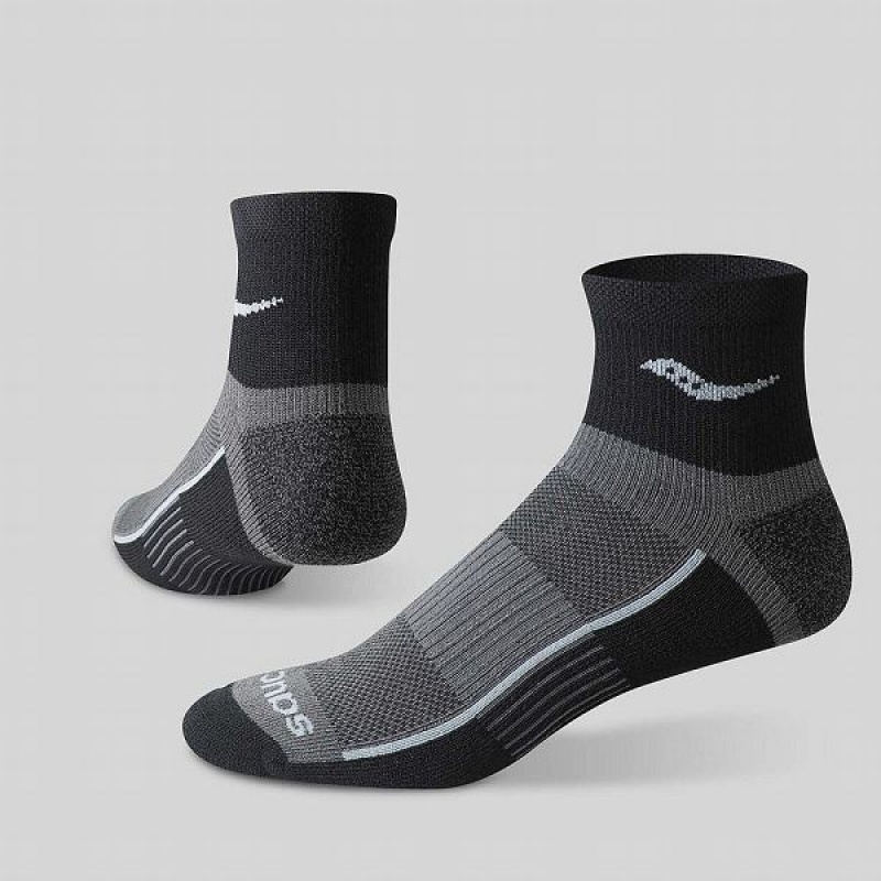 Men's Saucony Inferno Quarter 3-Pack Socks Black | NXJAYZI-38