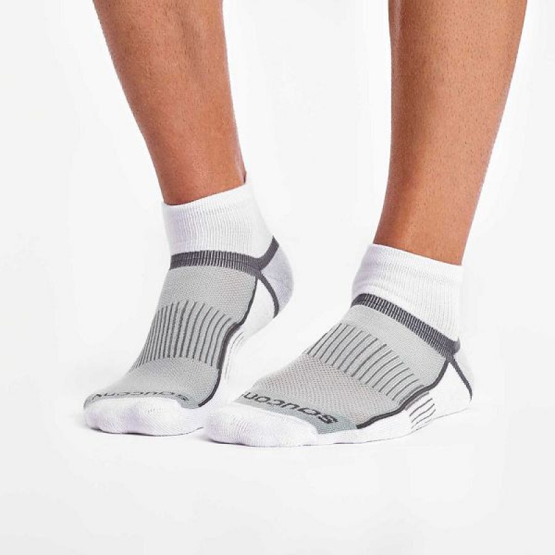 Men's Saucony Inferno Quarter 3-Pack Socks White | OVGCBPM-69