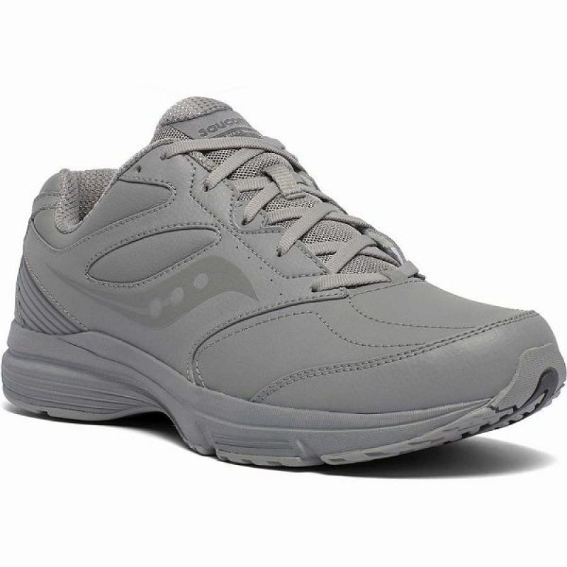 Men's Saucony Integrity Walker 3 Wide Walking Shoes Grey | HSDXJGT-83