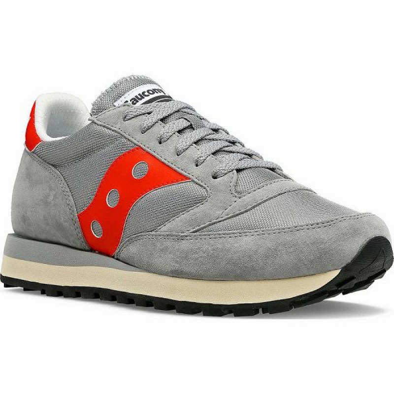 Men's Saucony Jazz 81 Sneakers Grey / Red | HFCGRDB-17