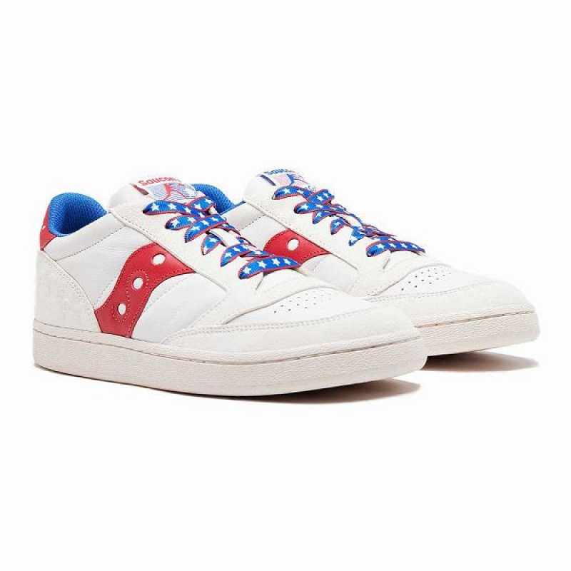 Men's Saucony Jazz Court 1776 Sneakers White / Red | IWEGPJL-02