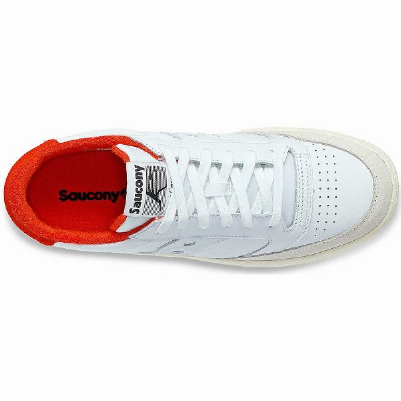 Men's Saucony Jazz Court Athletic Sneakers White / Red | ISERCQP-73