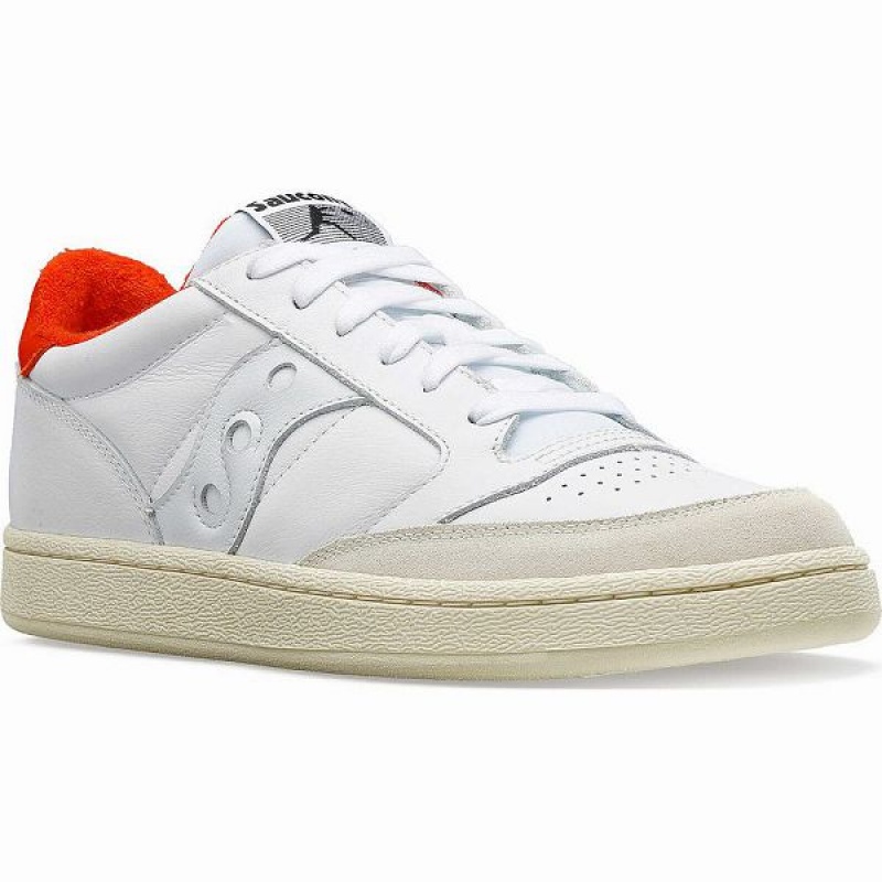 Men's Saucony Jazz Court Athletic Sneakers White / Red | ISERCQP-73