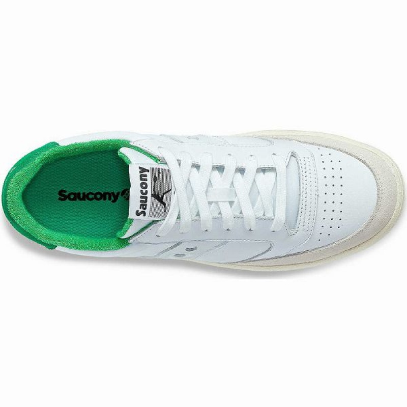 Men's Saucony Jazz Court Athletic Sneakers White / Green | XBONUIT-85