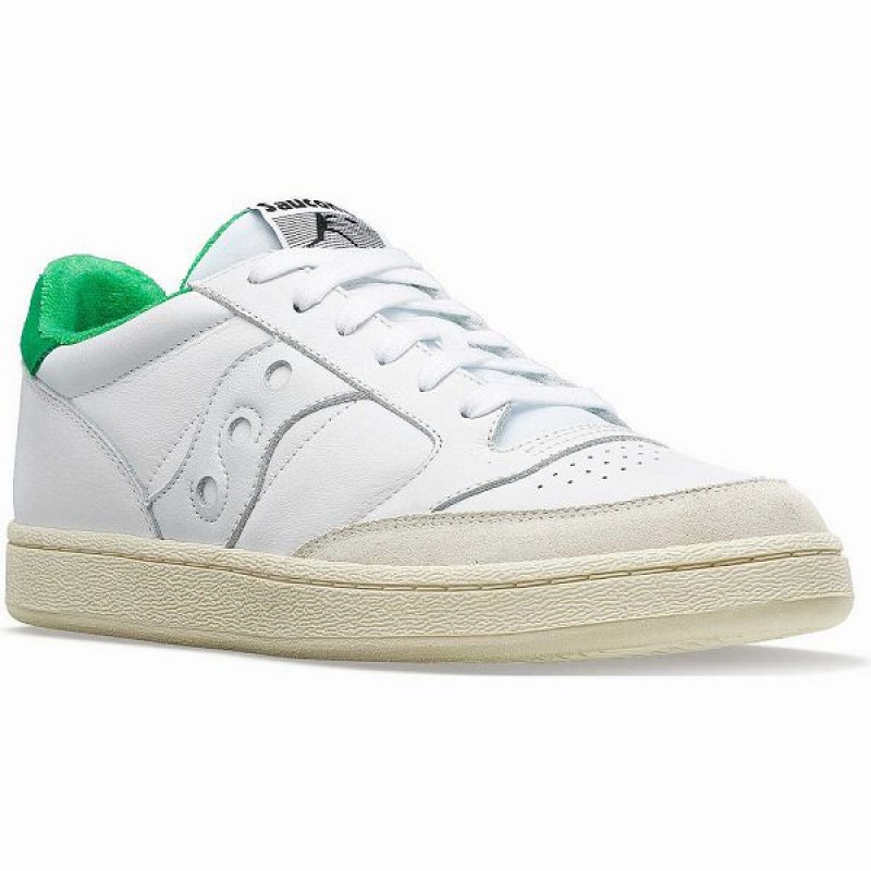 Men's Saucony Jazz Court Athletic Sneakers White / Green | XBONUIT-85