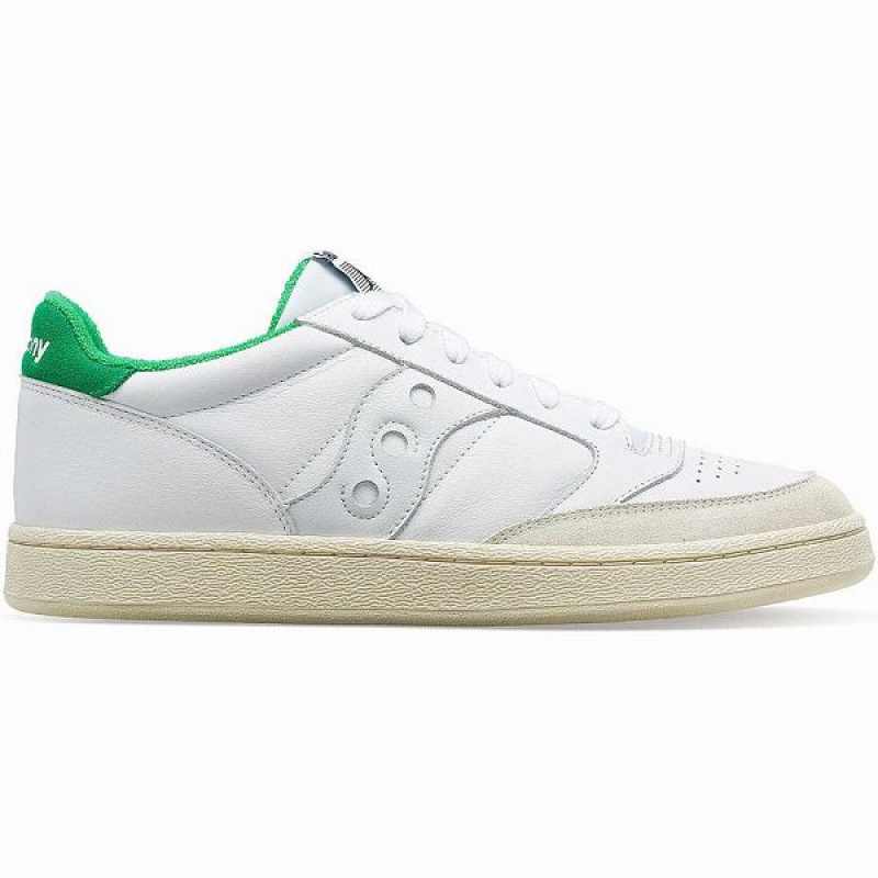 Men\'s Saucony Jazz Court Athletic Sneakers White / Green | XBONUIT-85