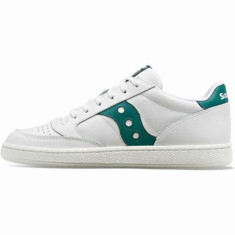 Men's Saucony Jazz Court PU Sneakers White / Green | LQKTMJB-75