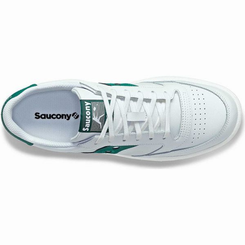 Men's Saucony Jazz Court PU Sneakers White / Green | LQKTMJB-75