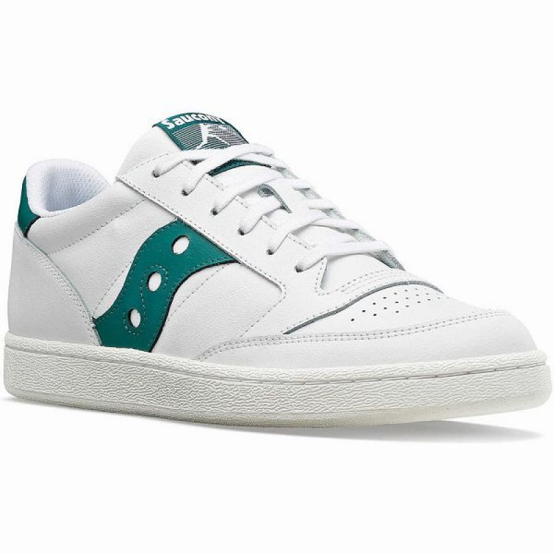 Men's Saucony Jazz Court PU Sneakers White / Green | LQKTMJB-75