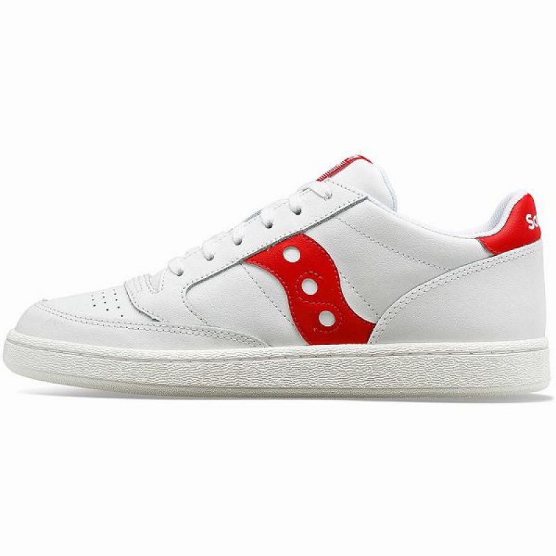 Men's Saucony Jazz Court PU Sneakers White / Red | ZXMPLGW-43