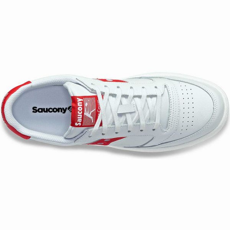 Men's Saucony Jazz Court PU Sneakers White / Red | ZXMPLGW-43