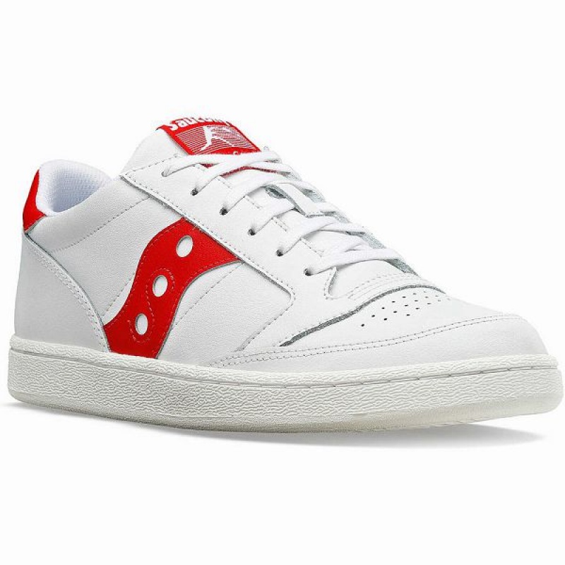 Men's Saucony Jazz Court PU Sneakers White / Red | ZXMPLGW-43