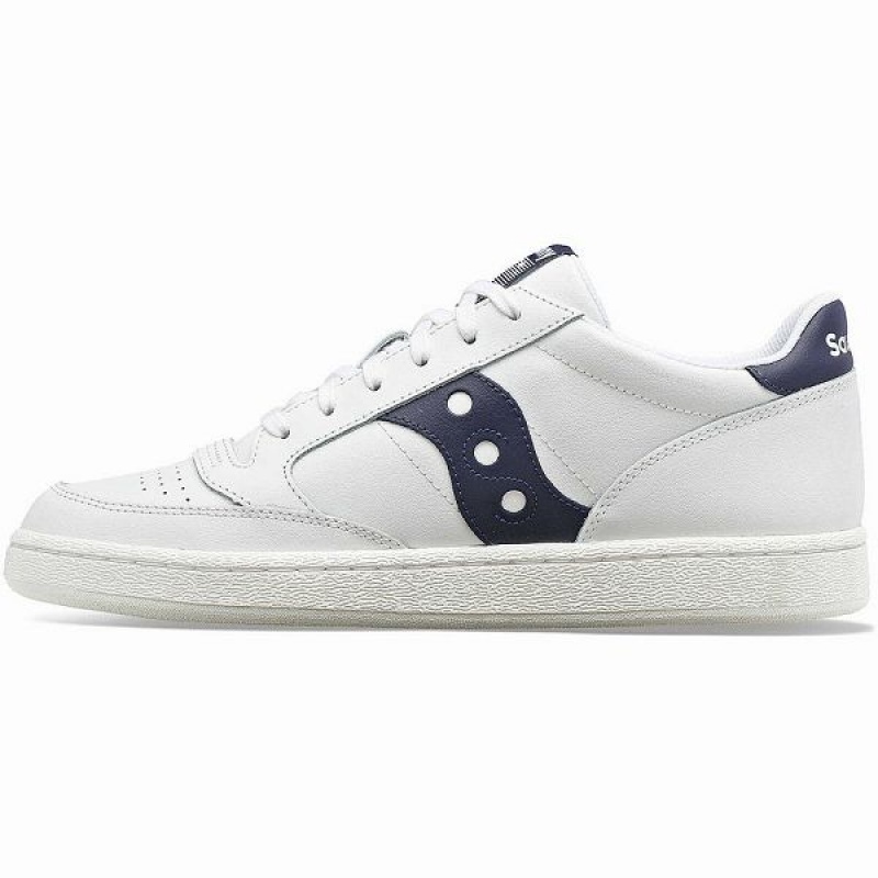 Men's Saucony Jazz Court PU Sneakers White / Navy | DBGXZPS-72